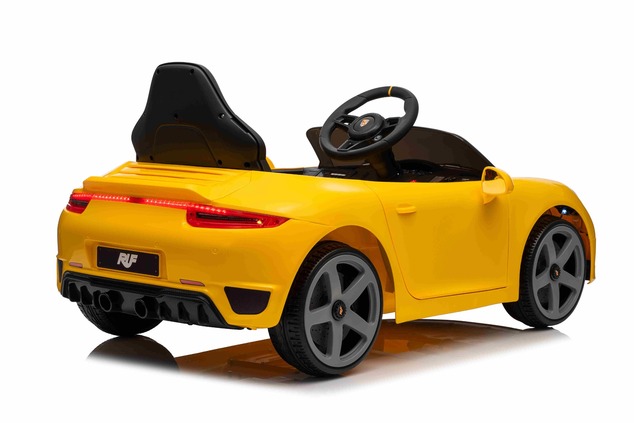 Electric Ride-on car RUF GT 12V, yellow, Opening doors, 2.4 GHz remote control, LED lights front and