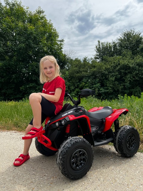 Can-am Renegade electric Ride-on quad, red, single seater, front and rear suspension, LED lights, Li