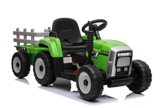 Electric Tractor WORKERS with trailer, green, Rear wheel drive, Lithium Battery, Plastic wheels, wid