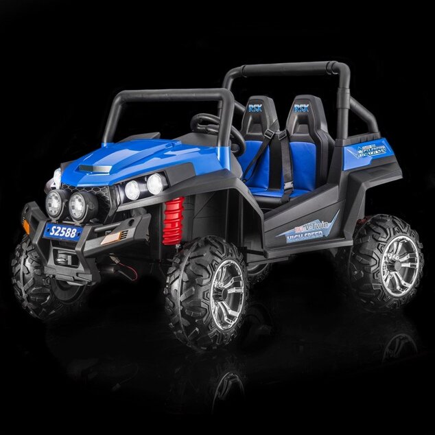 Electric Ride-On Toy Car RSX Blue - 2.4Ghz, 2x12V, 4 X MOTOR, remote control, two-seats in leather, 