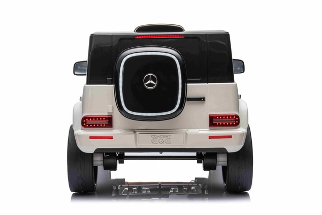 Electric Ride-on car Mercedes-Benz EQG 12V, white, LED underlighted body parts, Functional front and