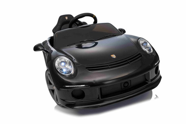 Electric Ride-on car RUF GT 12V, black, Opening doors, 2.4 GHz remote control, LED lights front and 