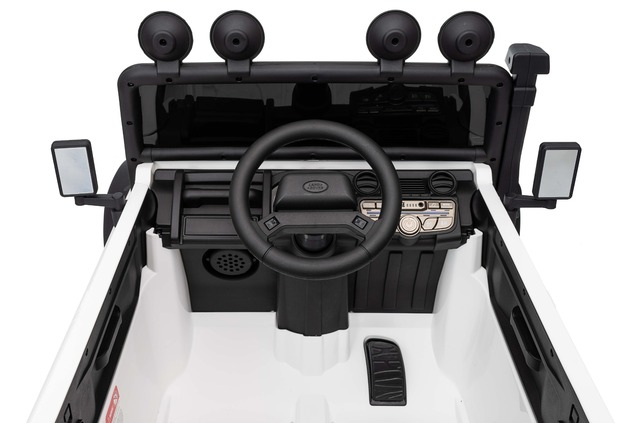 Electric Ride-on car Land Rover Defender 110 SVX 12V, white, 4X4 drive, LED lights, front and rear w