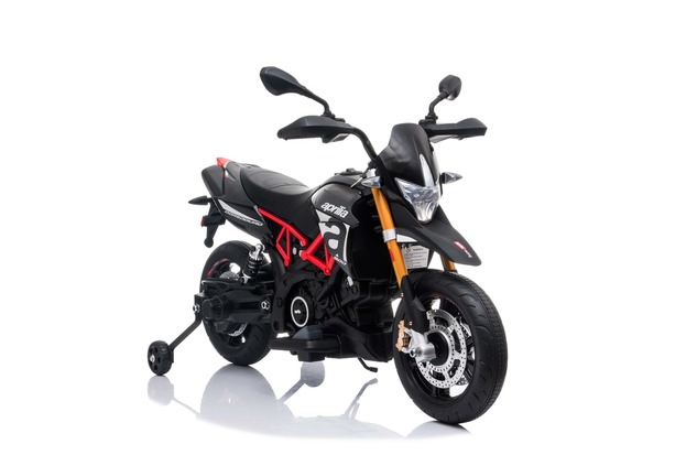 Moto elettrica APRILIA DORSODURO 900 con licenza, batteria 12V, ruote EVA morbide, 2 × 18 W motori