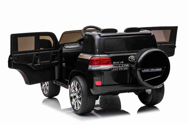 Electric Ride on Car Toyota Landcruiser 12V, BLACK, Leatherette seat, 12V/7AH Battery, Opening doors