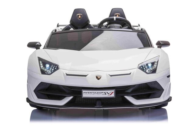 Electric Ride on Car Lamborghini Aventador 12V for two users, White, Vertical opening doors, 2 x 12V
