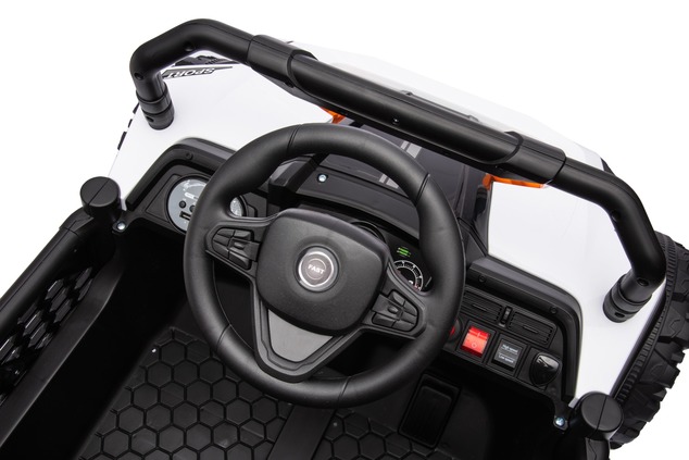 Electric ride-on car UTV Small 12V, white, Rear wheel drive, 12V battery, Plastic wheels, Wide doubl