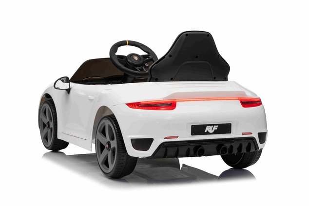 Electric Ride-on car RUF GT 12V, white, Opening doors, 2.4 GHz remote control, LED lights front and 