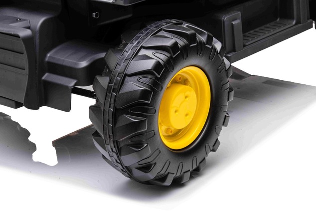 Electric ride-on car Volvo Excavator 12V with front digger ladle, Single seat, yellow, soft leathere