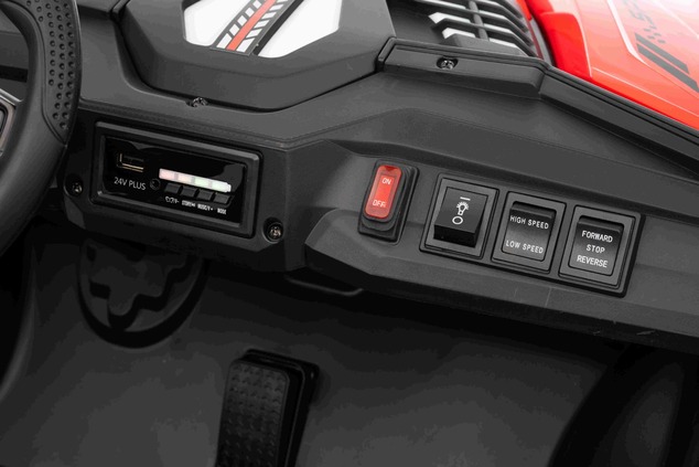 Electric Ride-on car T-REX Ride 4x4 Two-seater 24V, red, MP3 Player with USB/AUX input, 4x4 drive, L