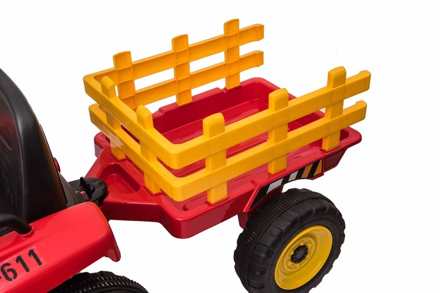Electric Tractor WORKERS with trailer, red, Rear wheel drive, Lithium Battery, Plastic wheels, wide 