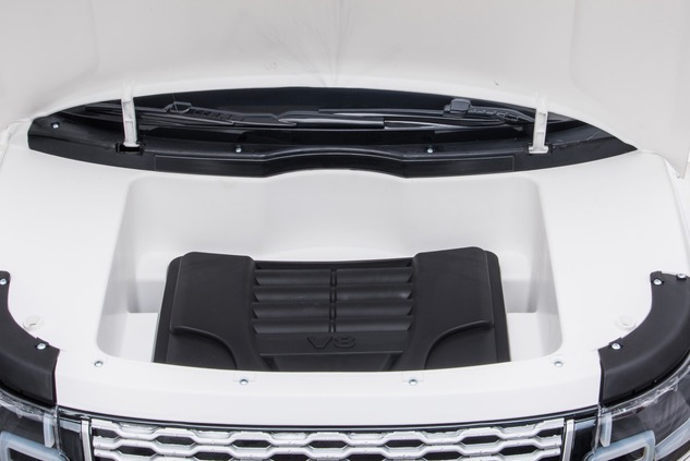 Electric Ride-On Range Rover, White, Double Leather Seat, LCD Display with USB Input, 4x4 Drive, 2x