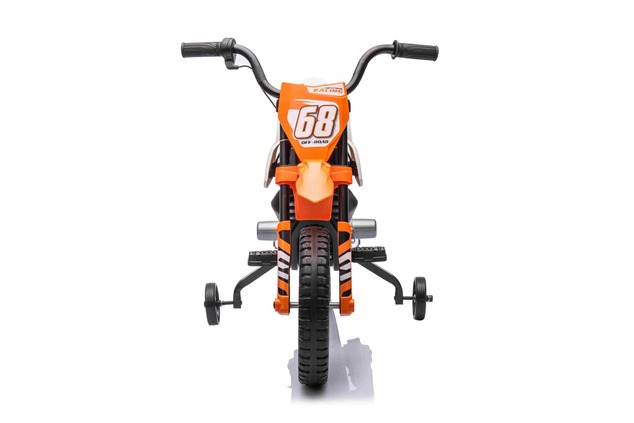 Electric Ride-on MOTOCROSS, Orange, 12V battery, EVA soft wheels, Leather seat, 2 x 25W Engine, Susp