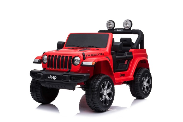 Electric Ride-On JEEP Wrangler, Red, Double Leather Seat, Radio with Bluetooth and USB Input, 4x4 Dr