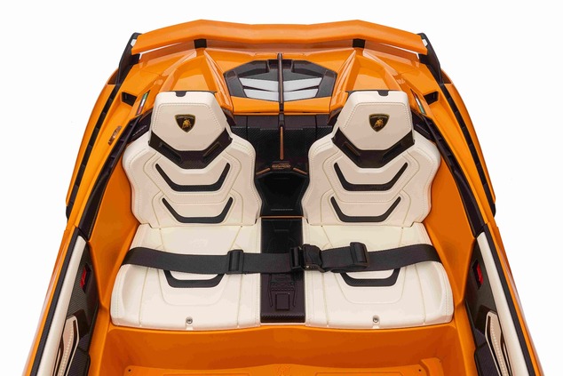 Electric Ride-on car Lamborghini Sian 4X4, orange, 12V, 2.4 GHz remote control, USB / AUX Input, Blu