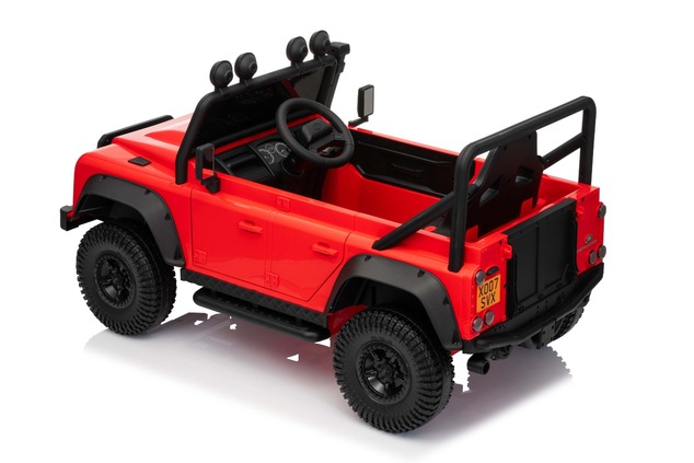 Electric Ride-on car Land Rover Defender 110 SVX 12V, red, 4X4 drive, LED lights, front and rear whe