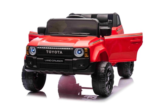 Electric ride-on car Toyota Landcruiser 12V, red, wide single seat, 2.4 GHz remote control, USB / AU