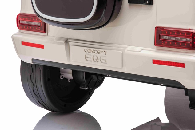 Electric Ride-on car Mercedes-Benz EQG 12V, white, LED underlighted body parts, Functional front and