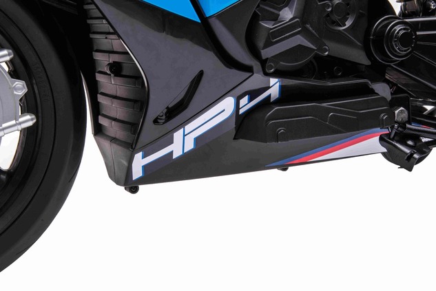 Electric Motorbike BMW HP4 RACE 12V, Licensed, blue, 12V battery, EVA soft wheels, 2 x 35W Engines, 