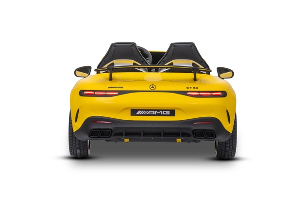 Electric Ride-on car Mercedes GT63 AMG 24V with 4x4 drive, yellow, Two-seater, Adjustable driver's s