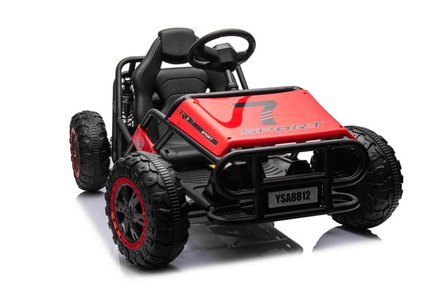 Electric Ride-on SPORT-CART 24V, red, Soft EVA wheels, Leatherette seat, 2 x 50W Motor, 24V Battery,