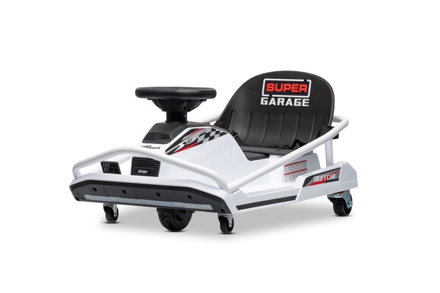Beneo Motors Drift Electric Go-Kart 24V, White, 300W Brushless Motor, Lithium Battery, Drift Mode wi