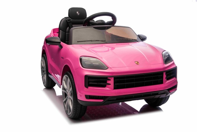 Auto elettrica per bambini Porsche Cayenne 12V con trazione posteriore - con licenza (1 posto), rosa