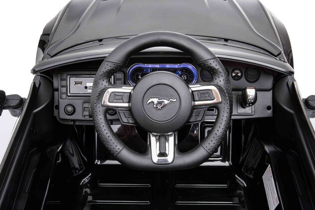 Electric ride-on car Ford Mustang 24V, black, Soft EVA wheels, 2 x 16000 rpm Engines, 24V Battery, 2