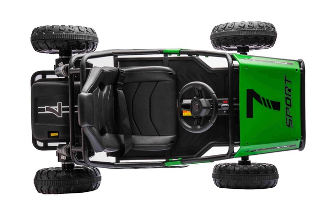 Electric Ride-on SPORT-CART 24V, green, Soft EVA wheels, Leatherette seat, 2 x 50W Motor, 24V Batter
