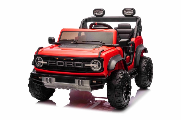 Ford Bronco XL elektrische kinderauto met achterwielaandrijving, gelicentieerd (tweezitter), rood, l