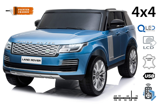Electric Ride-On Range Rover, Blue Painted, Double Leather Seat, LCD Display with USB Input, 4x4 Dri