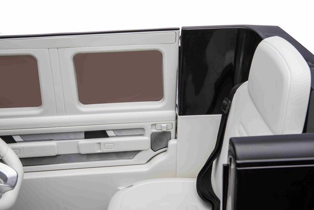 Electric Ride-on car Mercedes-Benz EQG 12V, white, LED underlighted body parts, Functional front and