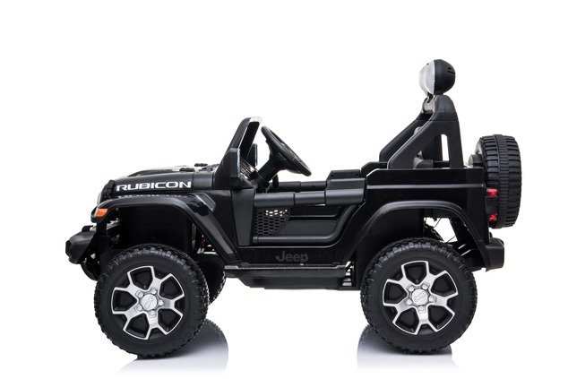 Electric Ride-On JEEP Wrangler, Black, Double Leather Seat, Radio with Bluetooth and USB Input, 4x4 