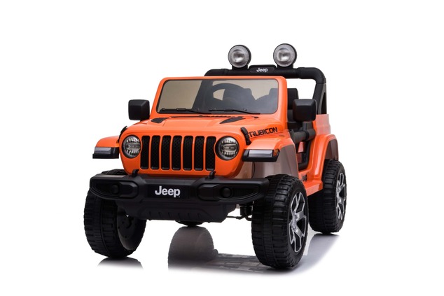 Electric Ride-On JEEP Wrangler, Orange, Double Leather Seat, Radio with Bluetooth and USB Input, 4x4