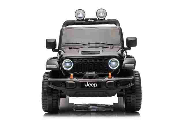 Jeep per bambini 4x4, Nero, sedile in ecopelle a due posti, radio con Bluetooth e ingresso USB