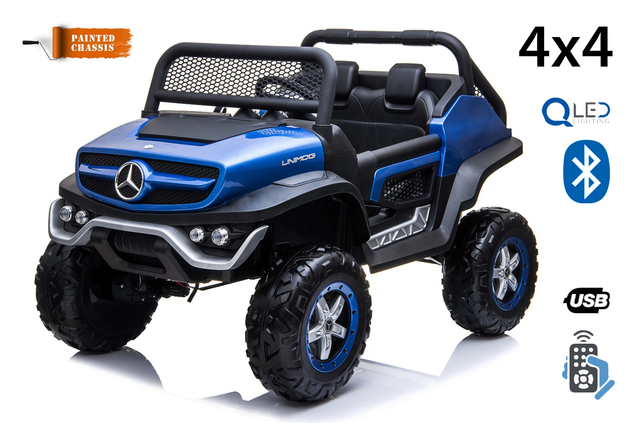 Electric Ride-On Toy Car Mercedes-Benz UNIMOG - Blue Painted, 2.4Ghz Remote controller, 4 X 4, two-s