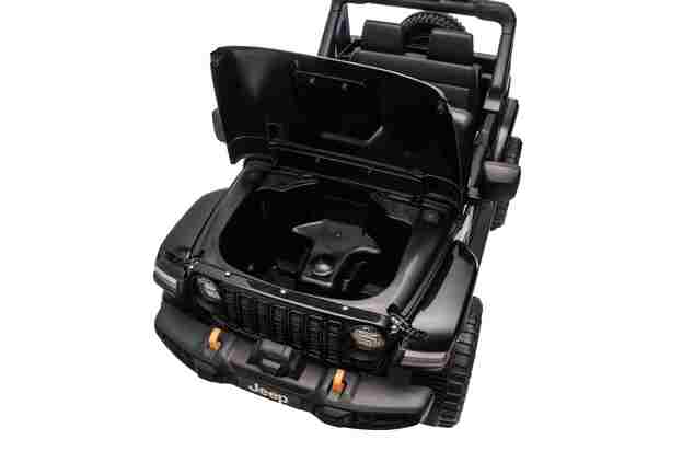 Jeep per bambini 4x4, Nero, sedile in ecopelle a due posti, radio con Bluetooth e ingresso USB