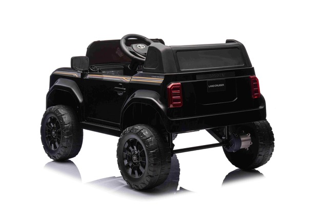 Electric ride-on car Toyota Landcruiser 12V, black, wide single seat, 2.4 GHz remote control, USB / 