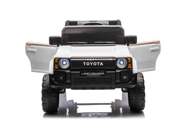 Electric ride-on car Toyota Landcruiser 12V, white, wide single seat, 2.4 GHz remote control, USB / 