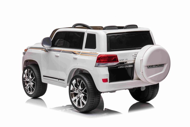 Electric Ride on Car Toyota Landcruiser 12V, WHITE, Leatherette seat, 12V/7AH Battery, Opening doors