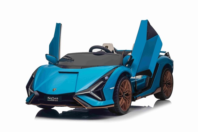 Electric Ride-on car Lamborghini Sian 4X4, blue, 12V, 2.4 GHz remote control, USB / AUX Input, Bluet