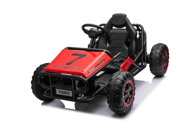 Electric Ride-on SPORT-CART 24V, red, Soft EVA wheels, Leatherette seat, 2 x 50W Motor, 24V Battery,