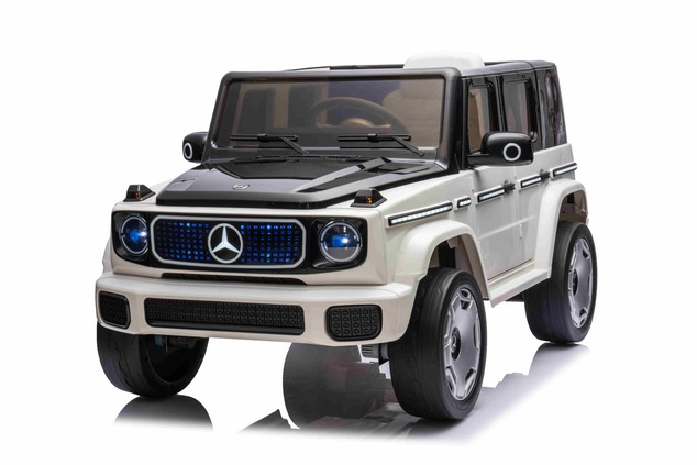 Electric Ride-on car Mercedes-Benz EQG 12V, white, LED underlighted body parts, Functional front and