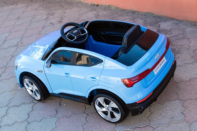 Electric ride-on car Audi E-tron Sportback 4x4 blue, Leatherette seat, 2.4 GHz remote control, Eva w