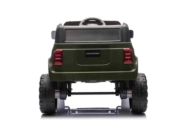 Electric ride-on car Toyota Landcruiser 12V, military green, wide single seat, 2.4 GHz remote contro