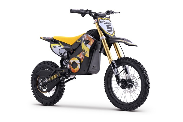 Elektro Dirtbike für Kinder 1600 W | Beneo Motors Falcon Gelb | Ab 8 Jahren | 48-V-Lithium-Akku | Ge