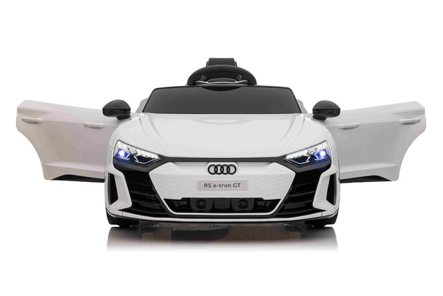 Electric Ride-on car Audi RS E-tron GT 12V, white, wide single seat, 2.4 GHz remote control, USB / A