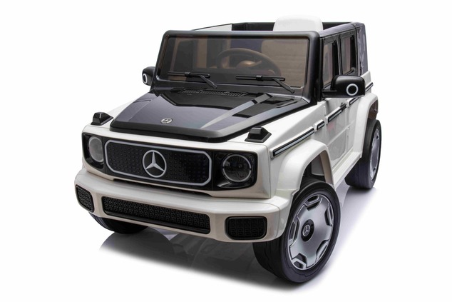 Electric Ride-on car Mercedes-Benz EQG 12V, white, LED underlighted body parts, Functional front and