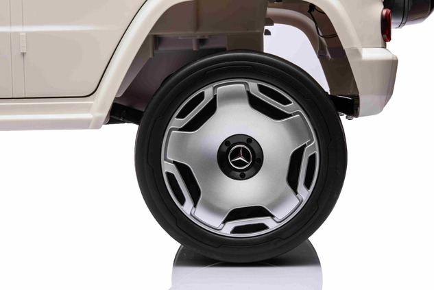 Electric Ride-on car Mercedes-Benz EQG 12V, white, LED underlighted body parts, Functional front and