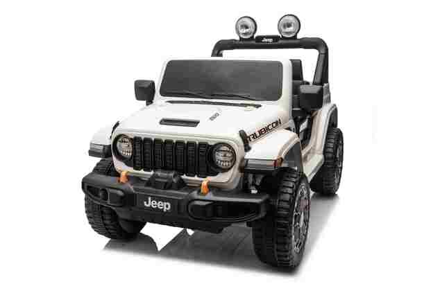 JEEP Wrangler elektrické autíčko pro děti, Bílá, Dvoumístné kožené sedadlo, Rádio s Bluetooth a USB vstupem, 4x4 | Beneo Motors